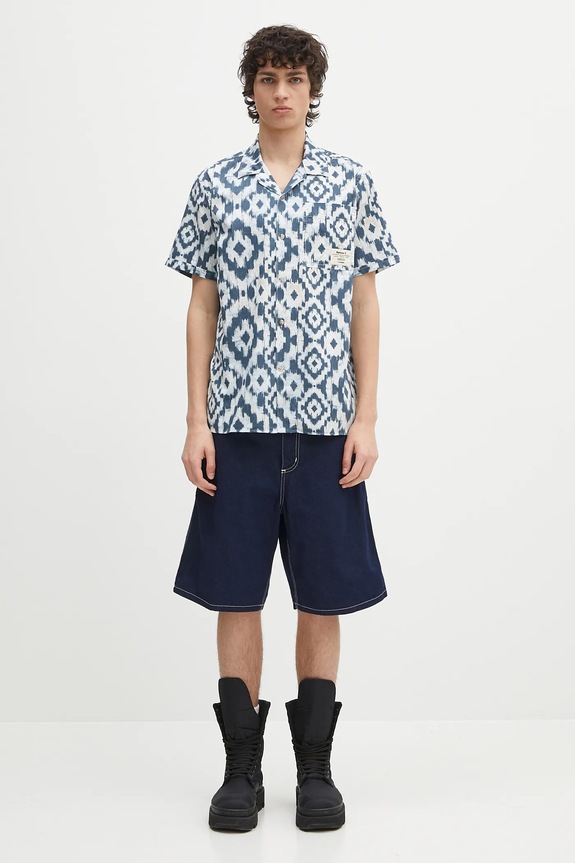 Barbour koszula bawełniana Homelane Printed S/S Relaxed Fit Shirt MSH5599 granatowy
