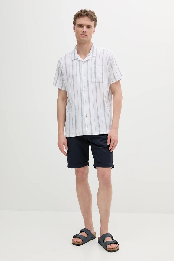 Πουκάμισο Barbour Garnock Stripe S/S Regular Fit Shirt MSH5608 λευκό SS25