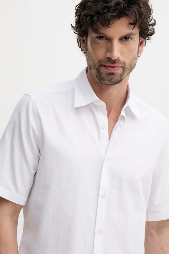 Bavlněná košile BOSS Orange bílá 50537332