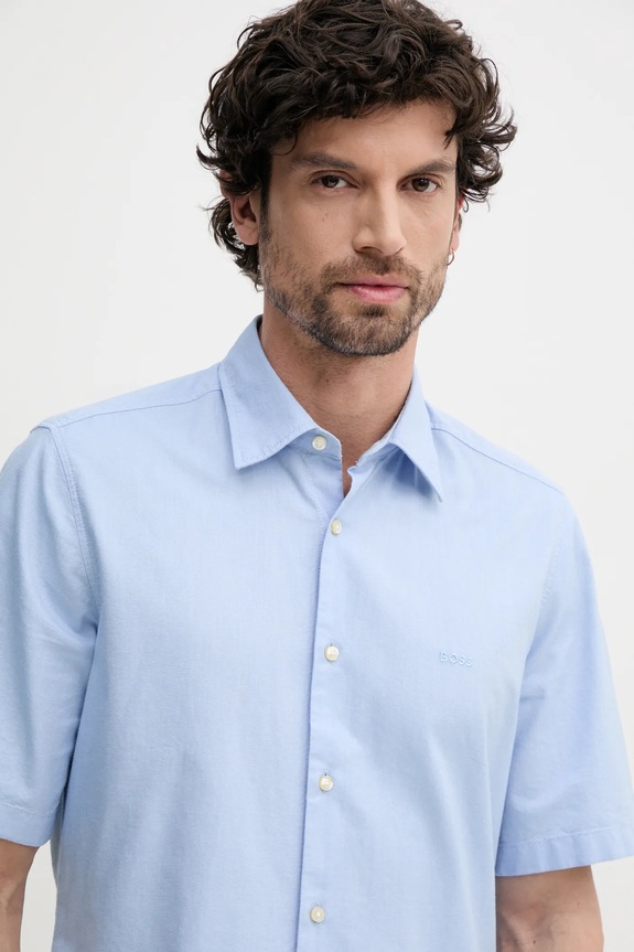 BOSS Orange camicia in cotone blu 50537332