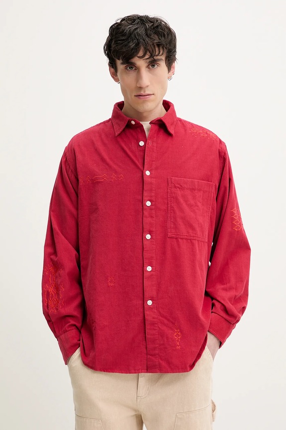 Desigual camasa din velur CORDUROY lung rosu 25SMCW04
