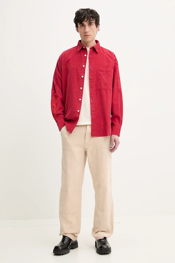 Desigual camasa din velur CORDUROY 25SMCW04 rosu SS25