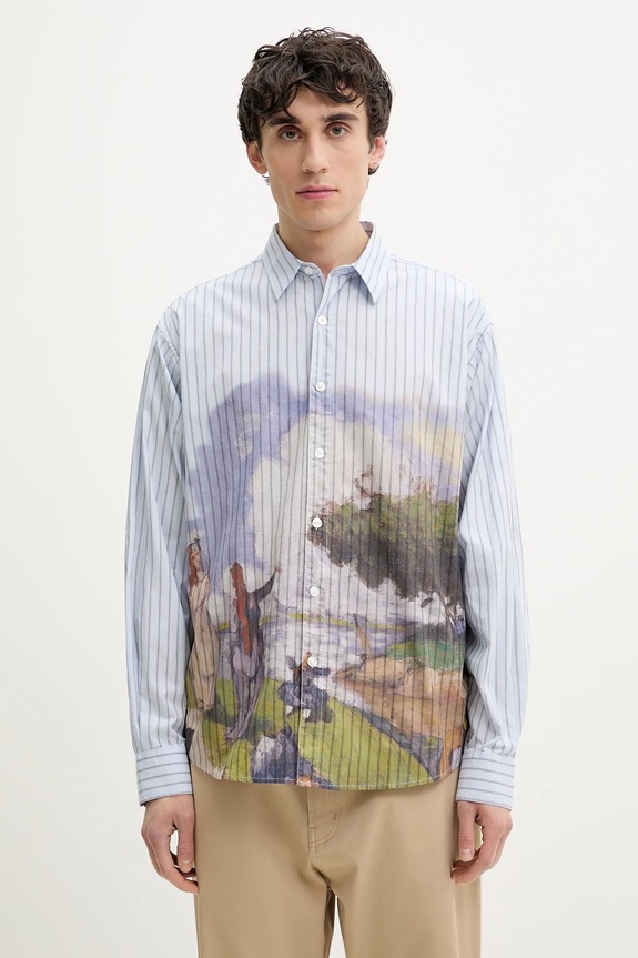 Desigual koszula bawełniana ARTWORK nadruk niebieski 25SMCW05