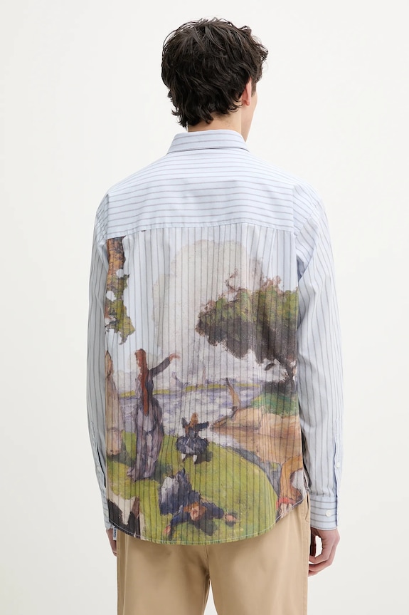 Odzież Desigual koszula bawełniana ARTWORK 25SMCW05 niebieski