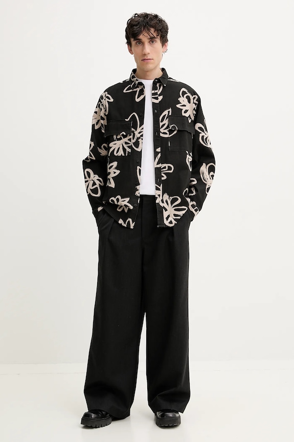 Desigual camasa din bumbac NATURE 25SMCW16 negru SS25