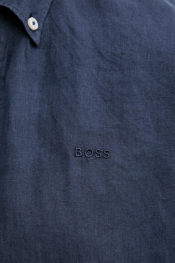 BOSS koszula lniana 50520283 granatowy