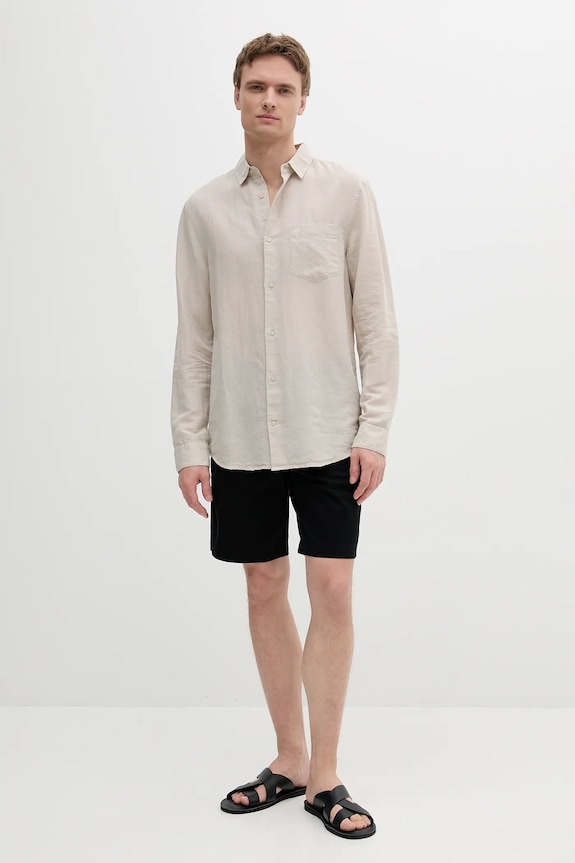 Πουκάμισο από λινό Calvin Klein K10K114488 μπεζ SS25