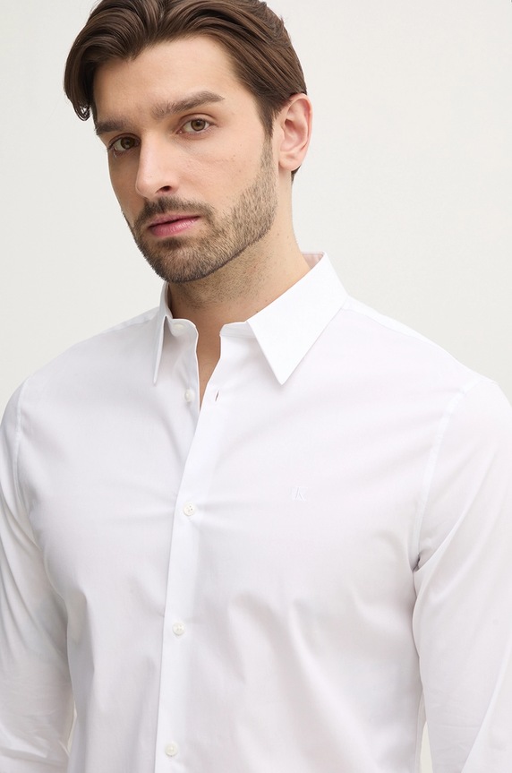 Calvin Klein cămașă bărbătească cu bumbac alb LV04LB145G