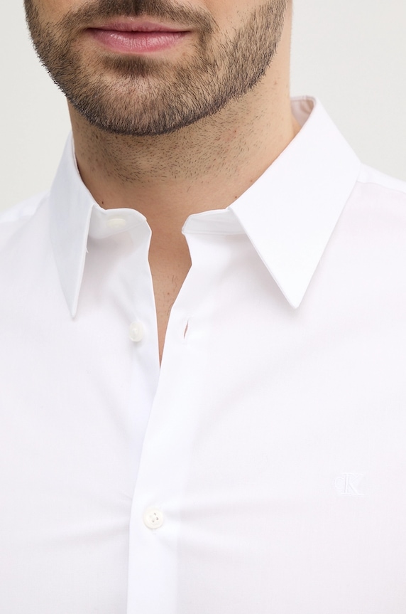 Calvin Klein cămașă bărbătească cu bumbac LV04LB145G alb