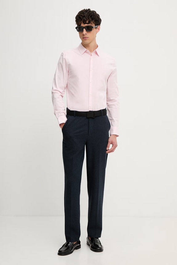 Calvin Klein cămașă pentru bărbați, cu bumbac LV04LB145G roz SS26