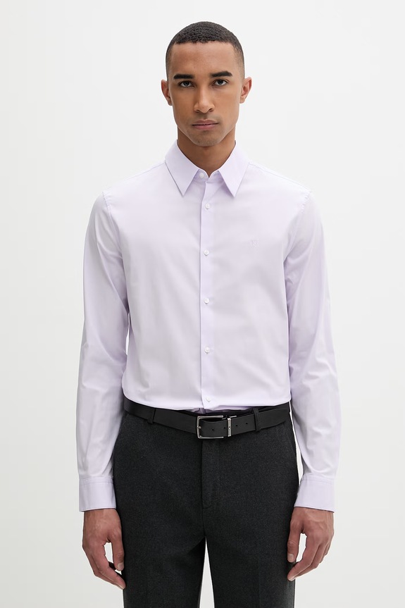 Calvin Klein košeľa pánska s bavlnou fialová LV04LB145G