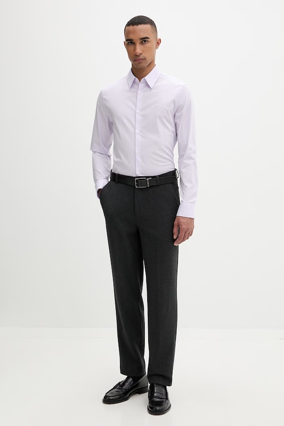 Calvin Klein košeľa pánska s bavlnou LV04LB145G fialová SS26