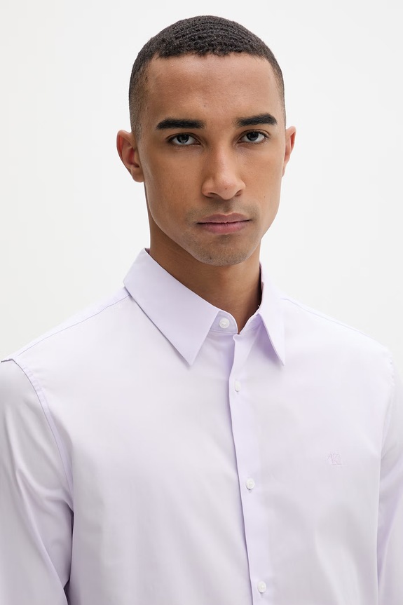 Calvin Klein košeľa pánska s bavlnou fialová LV04LB145G