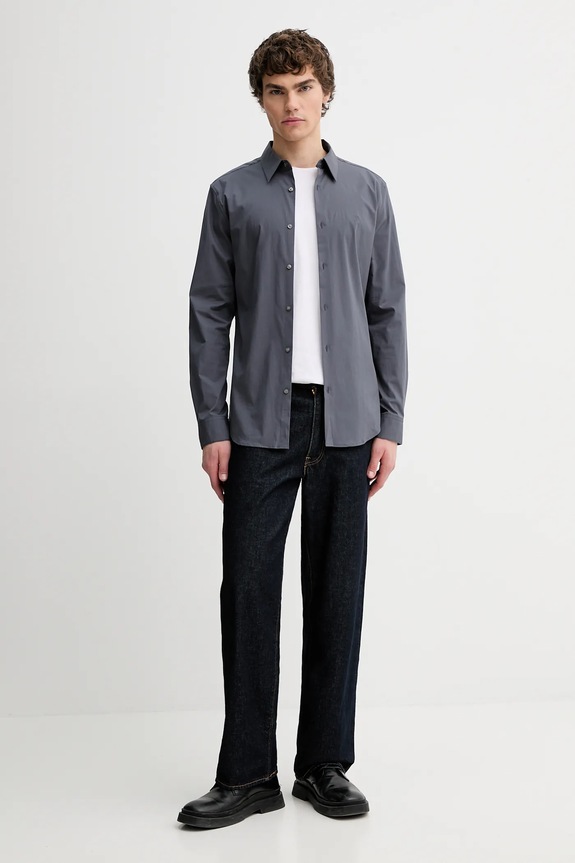 Calvin Klein cămașă bărbătească cu bumbac LV04LB145G gri SS26