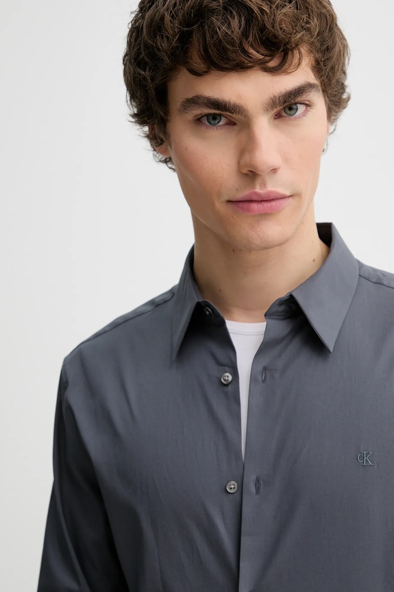 Calvin Klein cămașă bărbătească cu bumbac gri LV04LB145G