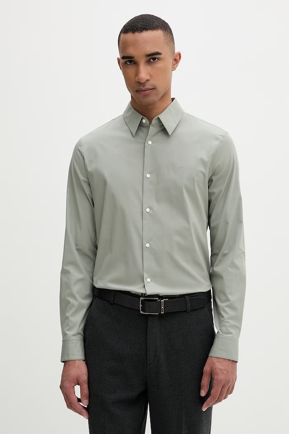 Calvin Klein košeľa pánska s bavlnou zelená LV04LB145G