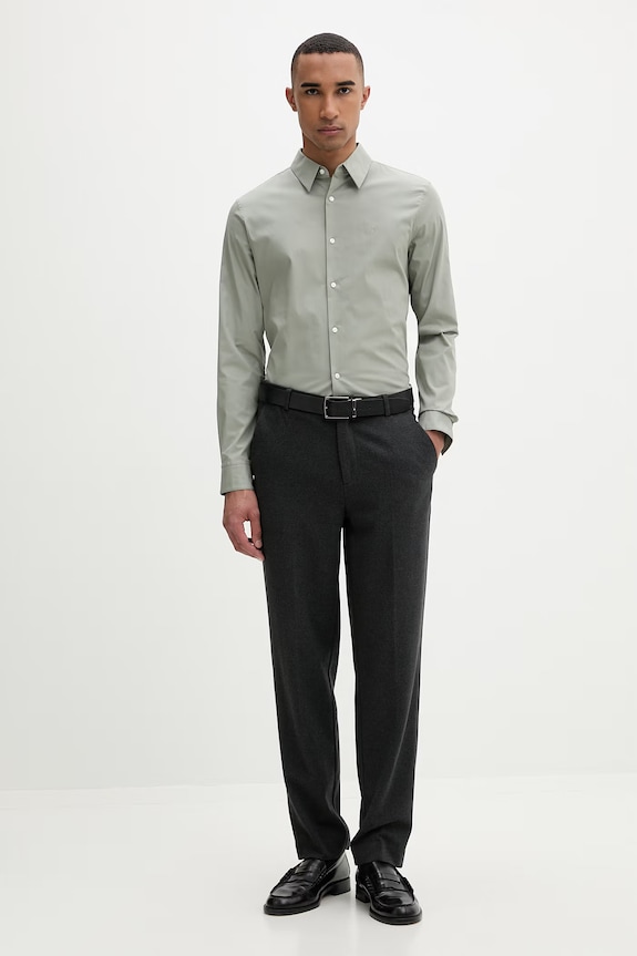 Calvin Klein košeľa pánska s bavlnou LV04LB145G zelená SS26