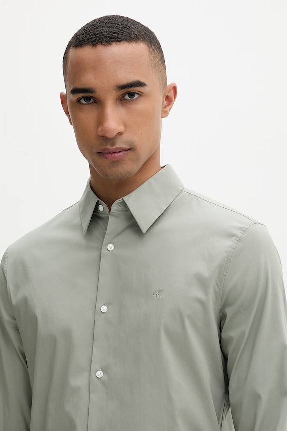 Calvin Klein košeľa pánska s bavlnou zelená LV04LB145G