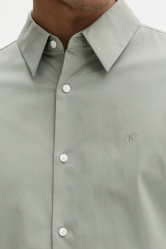 Calvin Klein košeľa pánska s bavlnou LV04LB145G zelená