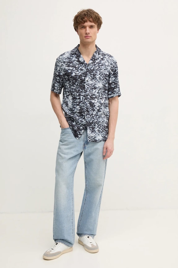 Calvin Klein camasa KM0KM01148 negru SS25
