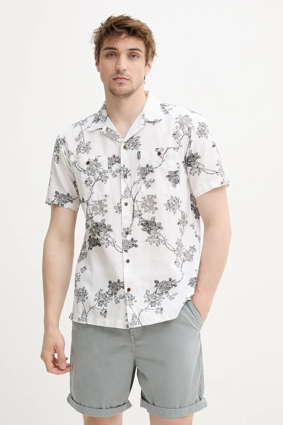 Košeľa s prímesou ľanu Superdry regular biela M4010793A.F8N