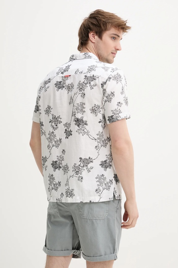 Oblečenie Košeľa s prímesou ľanu Superdry M4010793A.F8N biela