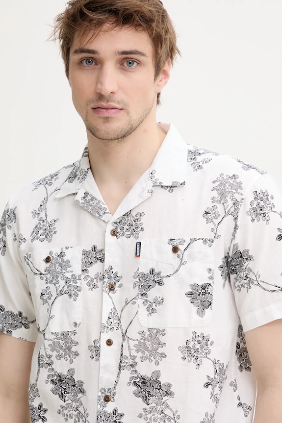 Košeľa s prímesou ľanu Superdry biela M4010793A.F8N