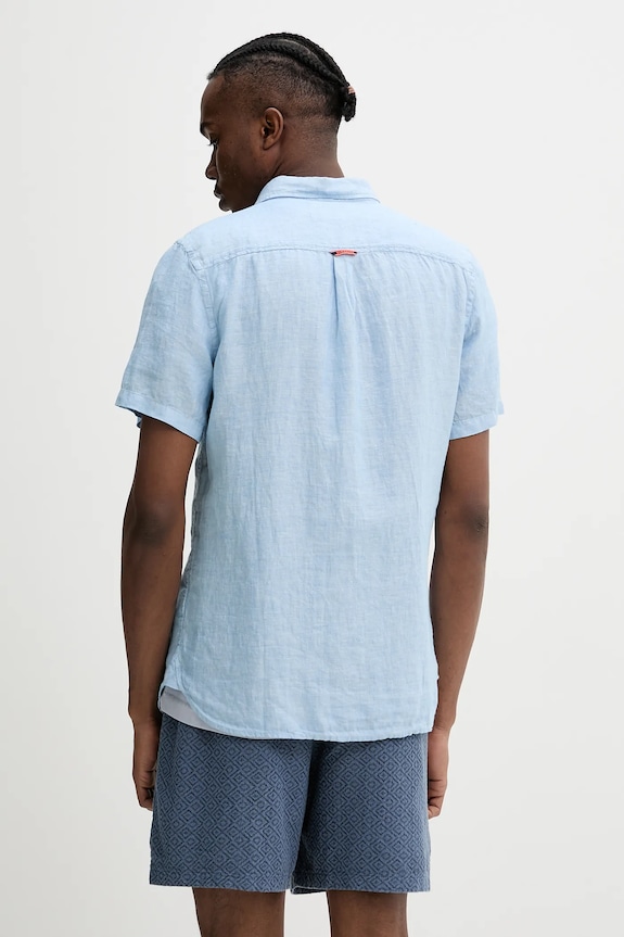 Îmbrăcăminte Superdry cămașă de in M4010937A.F5P albastru