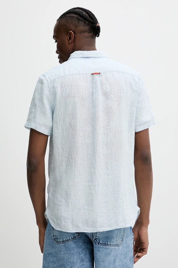 Odzież Superdry koszula lniana M4010937A.F5Q niebieski