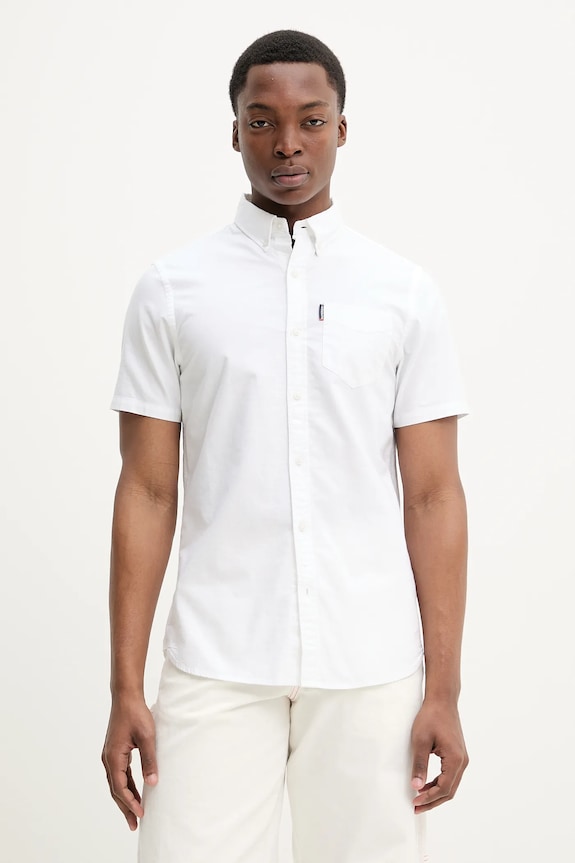 Βαμβακερό πουκάμισο Superdry κανονικό λευκό M4010944A.01C