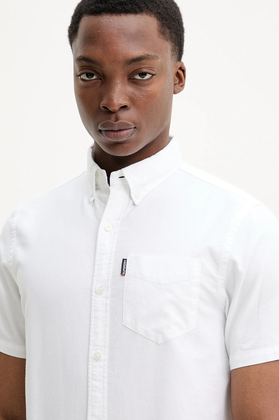 Βαμβακερό πουκάμισο Superdry λευκό M4010944A.01C