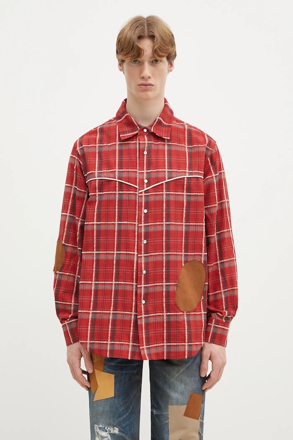 Andersson Bell camicia Noah Patch Check regolare rosso atb1238m