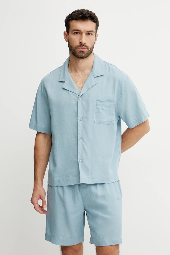 Calvin Klein Underwear pizsama felső sima kék LV00NM2886