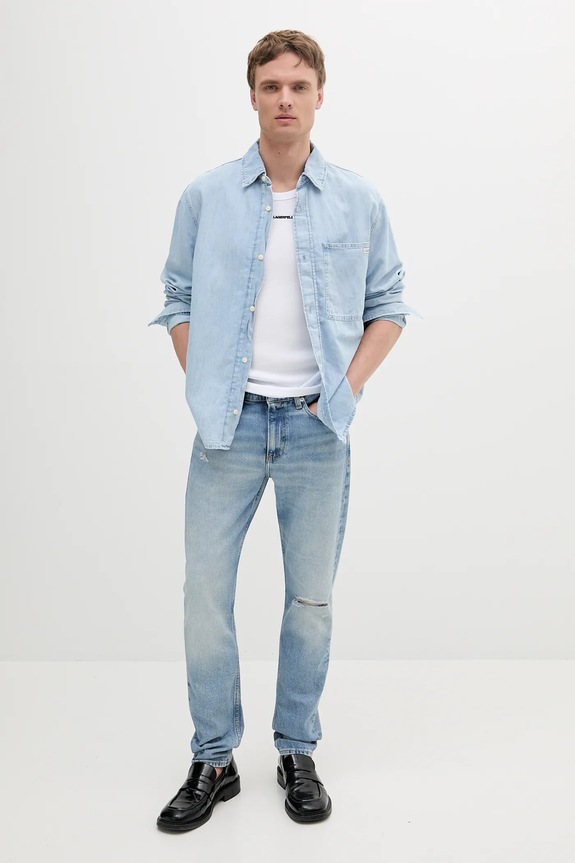 Košile Calvin Klein Jeans J30J327508 modrá SS25