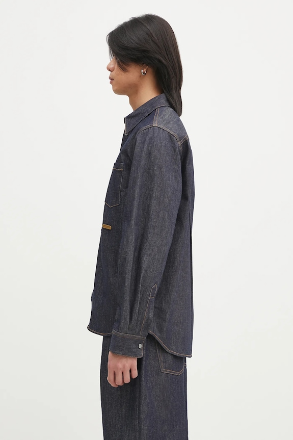Džínová košile Helmut Lang Curved Cl Shirt.Bkly O09DM501 námořnická modř SS25