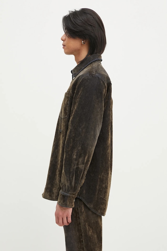 Bavlnená košeľa Helmut Lang Curved Cl Shirt.Floc O10DM503 zelená SS25