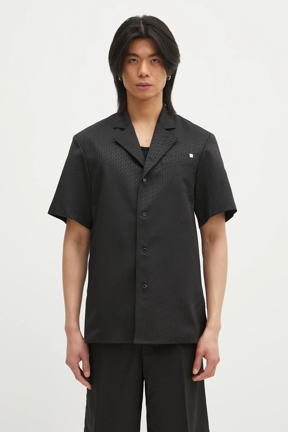 Košeľa s prímesou vlny Helmut Lang Modest Ss Sh.Tonal J regular čierna O10HM506