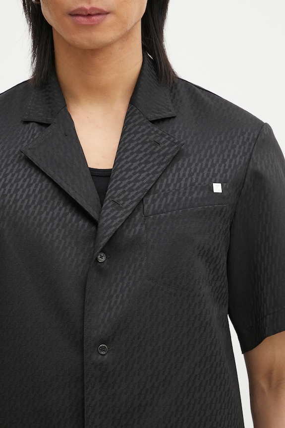 Košeľa s prímesou vlny Helmut Lang Modest Ss Sh.Tonal J čierna O10HM506