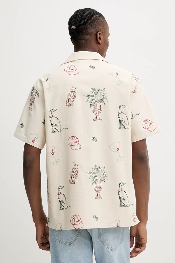 Ruházat Drôle de Monsieur pamut ing La Chemise Brodee Country Club G.SH214.CO198.EC bézs