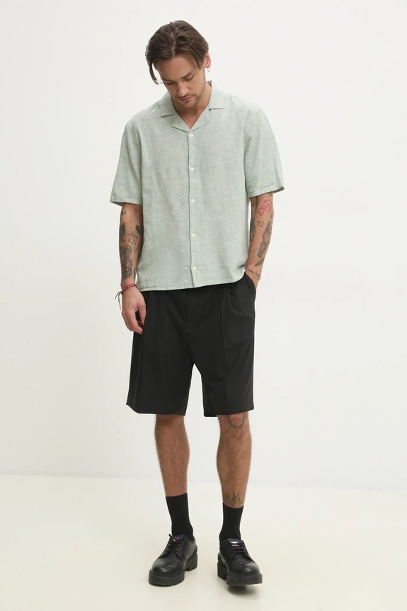 Hollister Co. camicia di lino KI325.5096.300 verde SS25