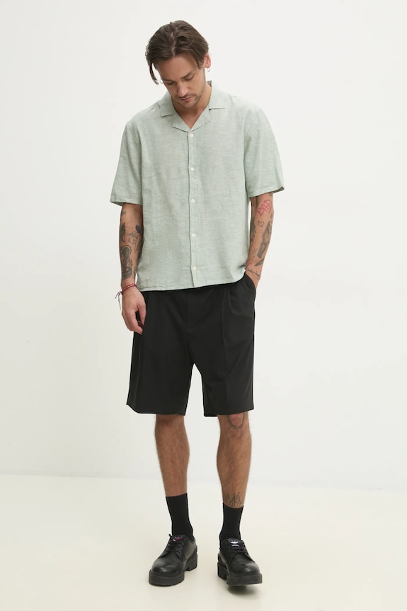 Hollister Co. camicia di lino KI325.5096.300 verde SS25