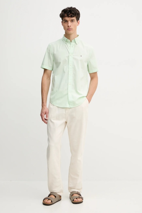Tommy Hilfiger camicia in cotone MW0MW37584 verde AW25