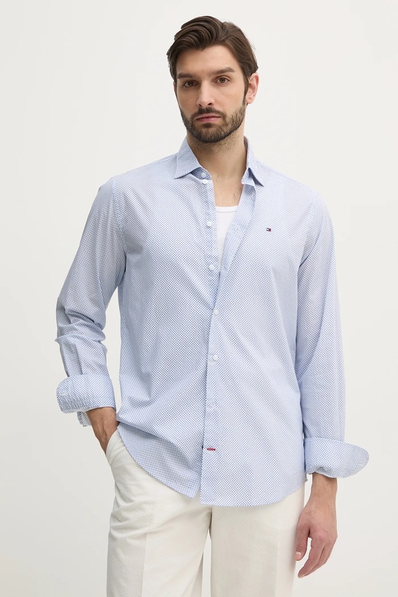 Tommy Hilfiger koszula bawełniana wzorzyste niebieski MW0MW38960