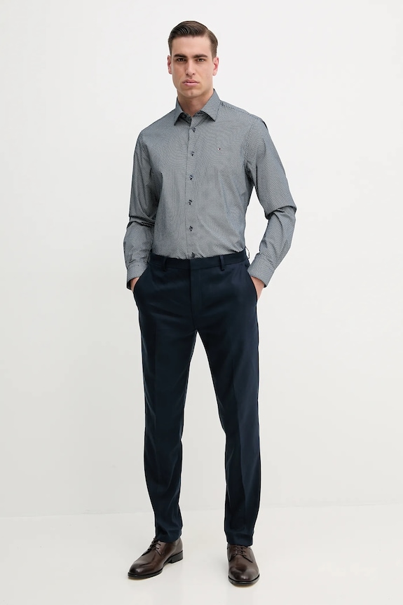 Pamučna košulja Tommy Hilfiger MW0MW38960 mornarsko plava SS25