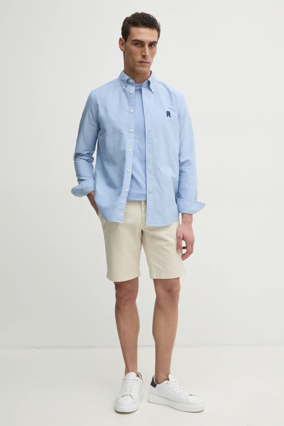 Košeľa Tommy Hilfiger MW0MW39235 modrá SS25
