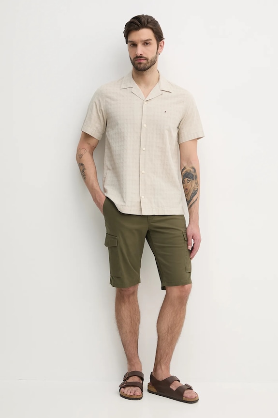 Tommy Hilfiger camasa din amestec de in MW0MW38564 bej SS25