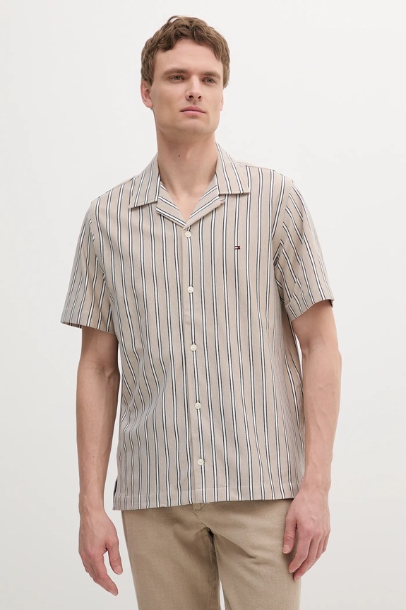 Tommy Hilfiger camicia in cotone regolare beige MW0MW38567