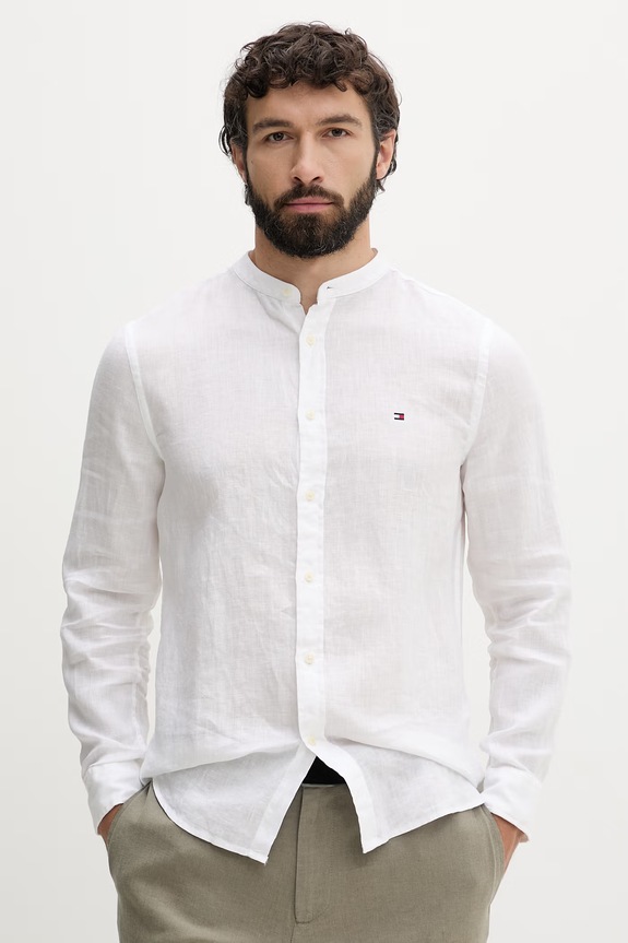 Tommy Hilfiger camicia da uomo in lino bianco MW0MW39271