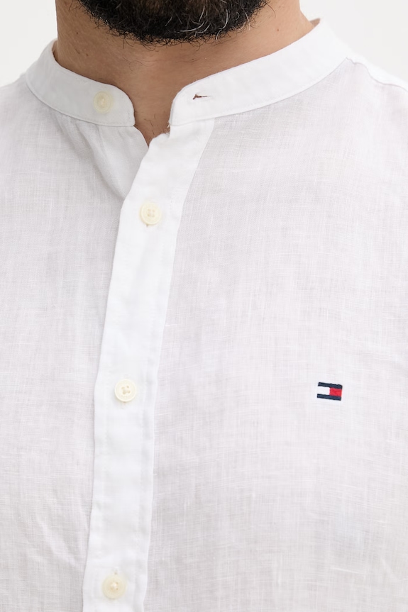 Tommy Hilfiger camicia da uomo in lino MW0MW39271 bianco