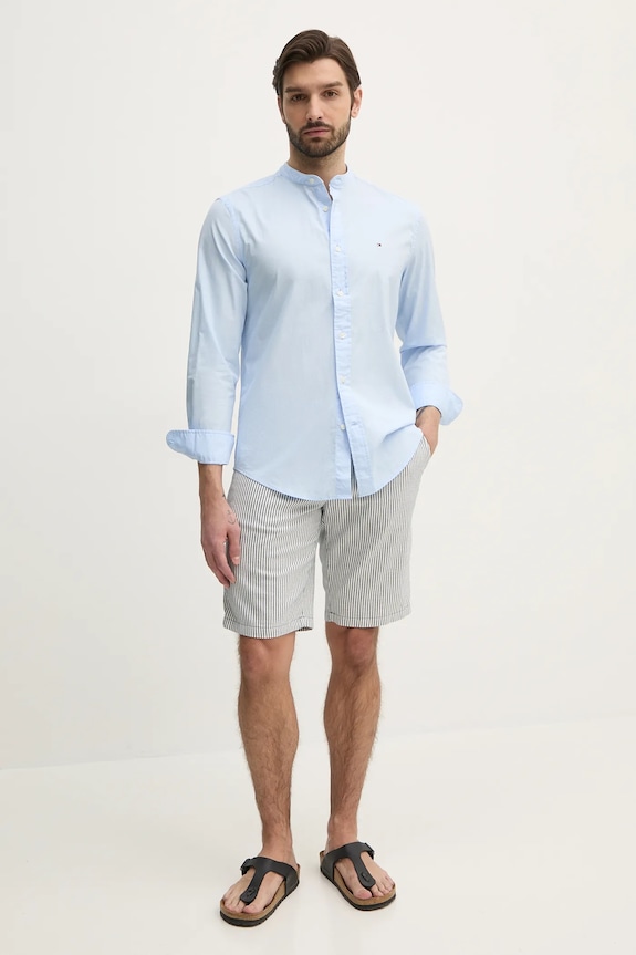 Tommy Hilfiger cămașă din bumbac MW0MW39966 albastru SS26